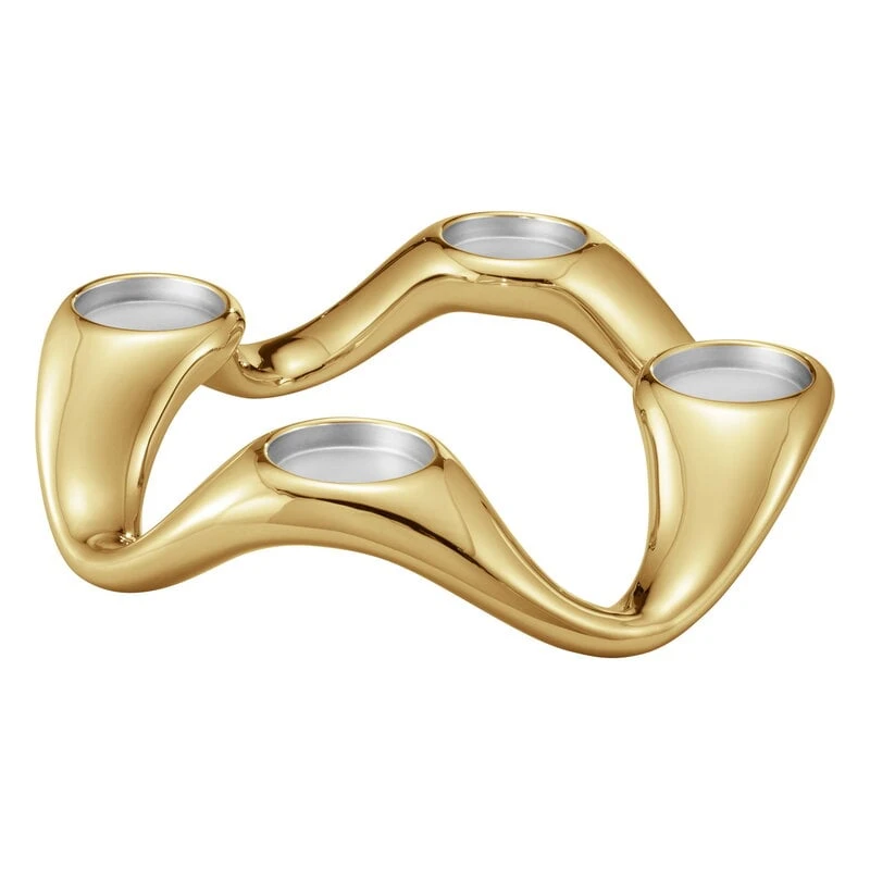 Georg Jensen Bougeoir Rond Cobra, Doré 1 Georg Jensen Bougeoir Rond Cobra, Doré