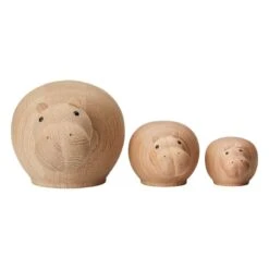 Woud Figurine Hibo Hippopotamus Miniature, Chêne -Ménagers Décoration Boutique 150027 Hibo hippopotamus exposed 1