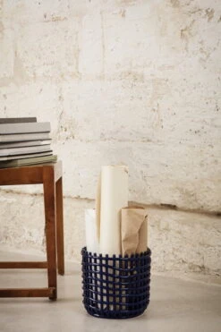 Ferm LIVING Petit Panier Ceramic, Bleu -Ménagers Décoration Boutique 38 1295