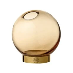 AYTM Vase Globe, Petit Modèle, Ambre - Doré