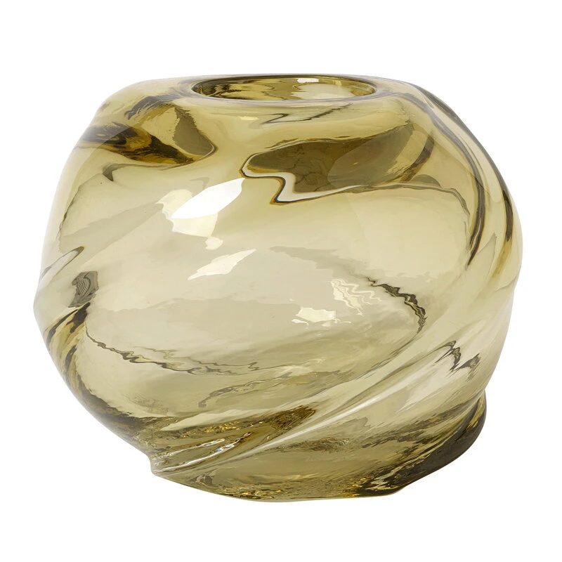 Ferm LIVING Vase Rond Water Swirl, Jaune Clair 1 Ferm LIVING Vase Rond Water Swirl, Jaune Clair