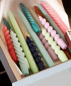 HAY Bougies Twist, Lot De 6, Rose Foncé - Dark Peach - Citrus -Ménagers Décoration Boutique Candle Spiral Candle Twist Candle Conical 2