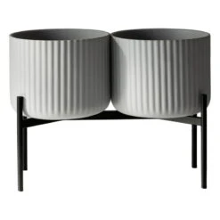 Elementa Jardinière Moyenne Avec Support Klorofyll, Lot De 2, Gris