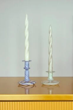 HAY Bougies Long Twist, Lot De 6, Menthe - gris Clair - vert -Ménagers Décoration Boutique Flare Stripe Milk S green Flare Stripe Milk M blue Candle Soft Twist off white light grey 1