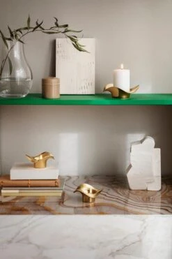 Georg Jensen Bougeoir Cobra, 2 pièces, Doré -Ménagers Décoration Boutique GJ AW22 Cobra GOLD tea and block light 1