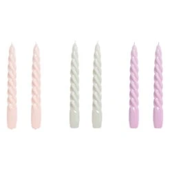 HAY Bougies Twist, Lot De 6, Rose Clair - gris Clair - lilas