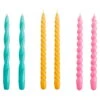 HAY Bougies Long Twist, Lot De 6, Vert Aqua - Jaune Chaud - Rose