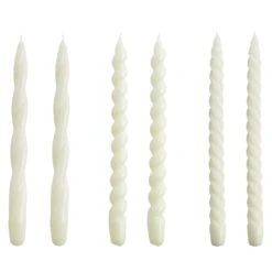 HAY Bougies Long Twist, Lot De 6, Blanc Cassé