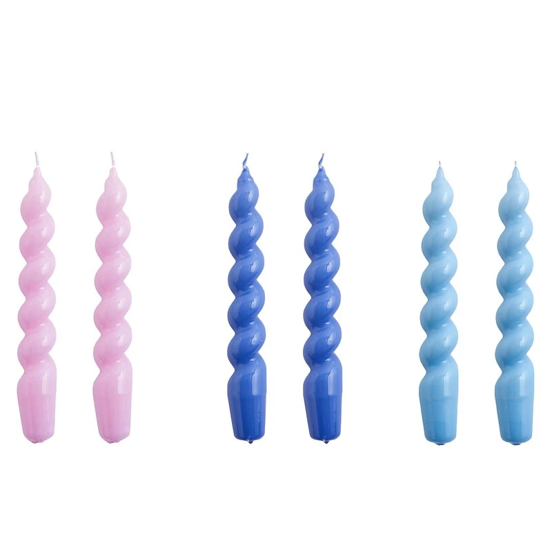 HAY Bougies Spiral, Lot De 6, Lilas - Bleu-violet - Bleu Clair 1 HAY Bougies Spiral, Lot De 6, Lilas - Bleu-violet - Bleu Clair