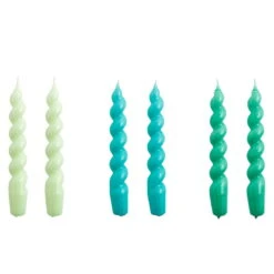 HAY Bougies Spiral, Lot De 6, Menthe - Vert Aqua - Vert