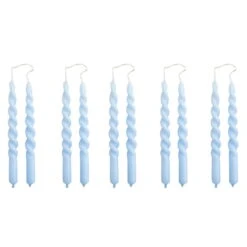 HAY Bougies Mini Swirl, 10 pièces, Bleu Clair