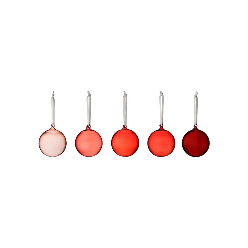 Iittala Coffret De 5 boules En Verre, 40 mm, Rouge 1 Iittala Coffret De 5 boules En Verre, 40 mm, Rouge