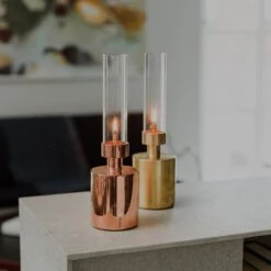 Klong Lampe à Huile Patinée, Mini, Cuivré -Ménagers Décoration Boutique Patina mini copper and brass square