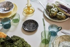 HAY Bougeoir Flare, Jaune -Ménagers Décoration Boutique Soft Ice Sip swirl Flare yellow Enamel Dish sprinkle black