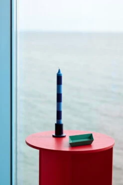 HAY Bougies Stripe, Lot De 4, Bleu -Ménagers Décoration Boutique Stripe Candle bordeaux and dark blue Kaleido XS evergreen Slit Table Wood Round High candy red wb lacquered oak