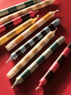 HAY Bougies Stripe, Lot De 4, Vert -Ménagers Décoration Boutique Stripe Candle douce bright